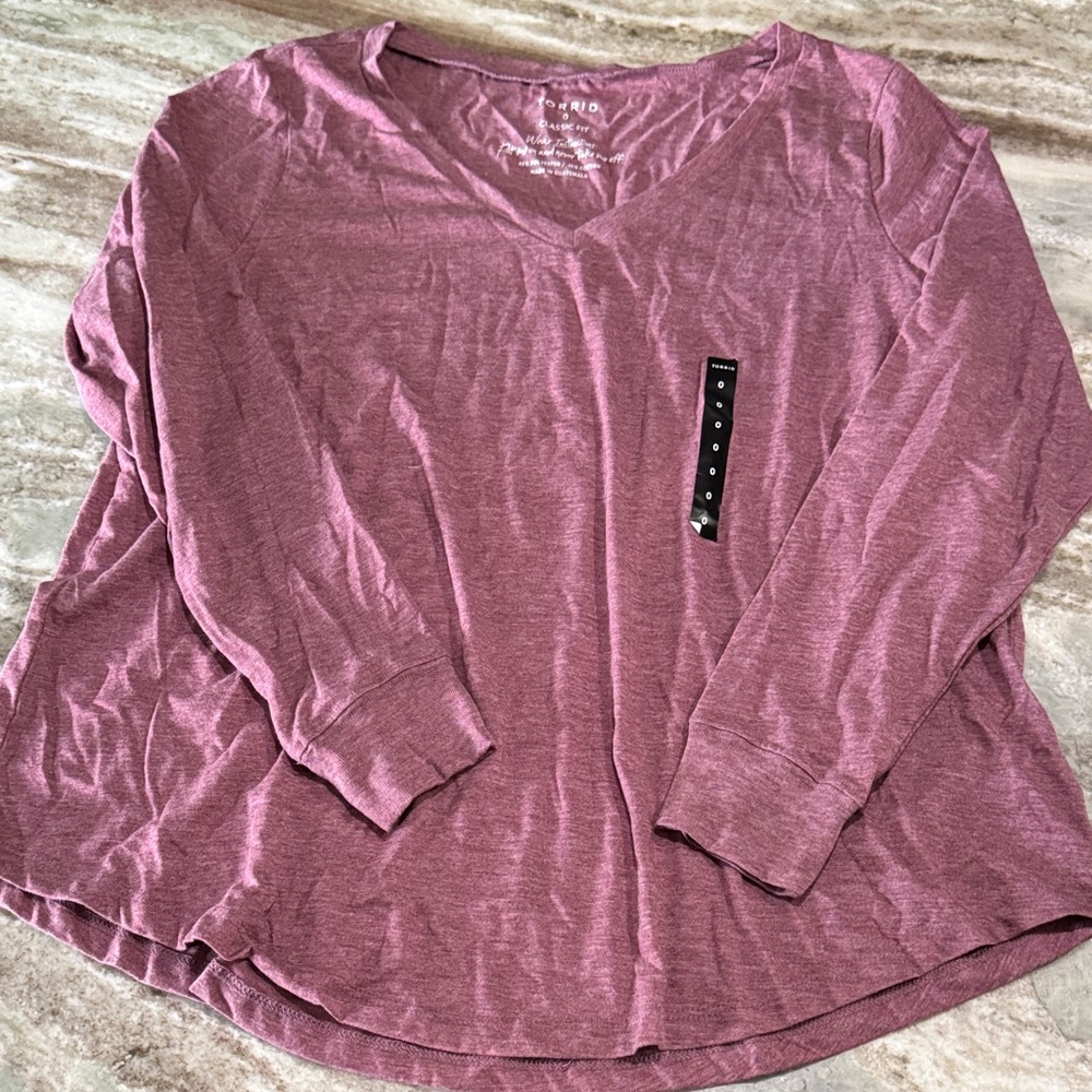 torrid Mauve Pink V-Neck Long Sleeve Top